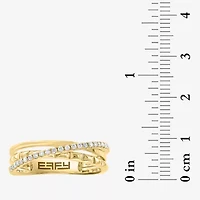 Effy Final Call Womens 3MM 1/5 CT. Natural White Diamond 14K Gold Crossover Band