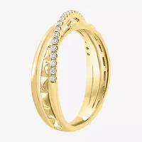 Effy Final Call Womens 3MM 1/5 CT. Natural White Diamond 14K Gold Crossover Band