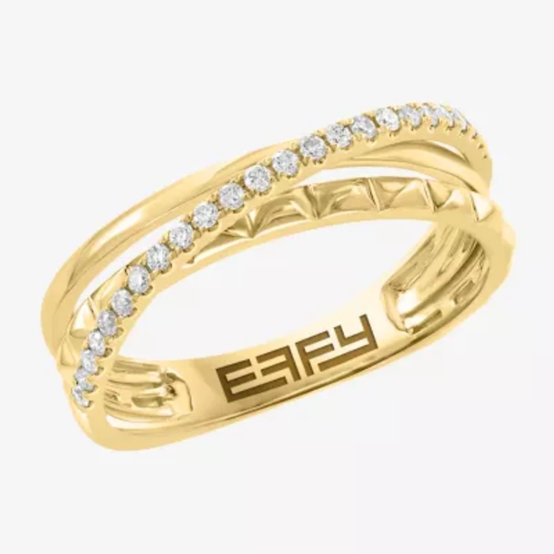 Effy Final Call Womens 3MM 1/5 CT. Natural White Diamond 14K Gold Crossover Band