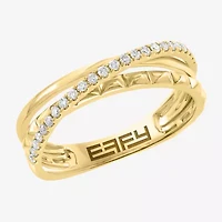 Effy Final Call Womens 3MM 1/5 CT. Natural White Diamond 14K Gold Crossover Band