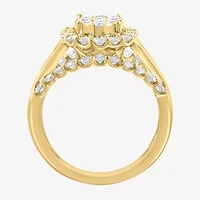 Effy Final Call Womens 2 CT. T.W. Natural White Diamond 14K Gold Halo Side Stone Cocktail Ring
