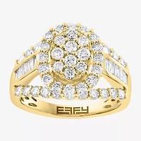 Effy Final Call Womens 2 CT. T.W. Natural White Diamond 14K Gold Halo Side Stone Cocktail Ring