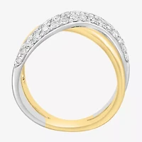 Effy Final Call Womens 4.5MM 7/8 CT. T.W. Natural White Diamond 14K Two Tone Gold Crossover Band