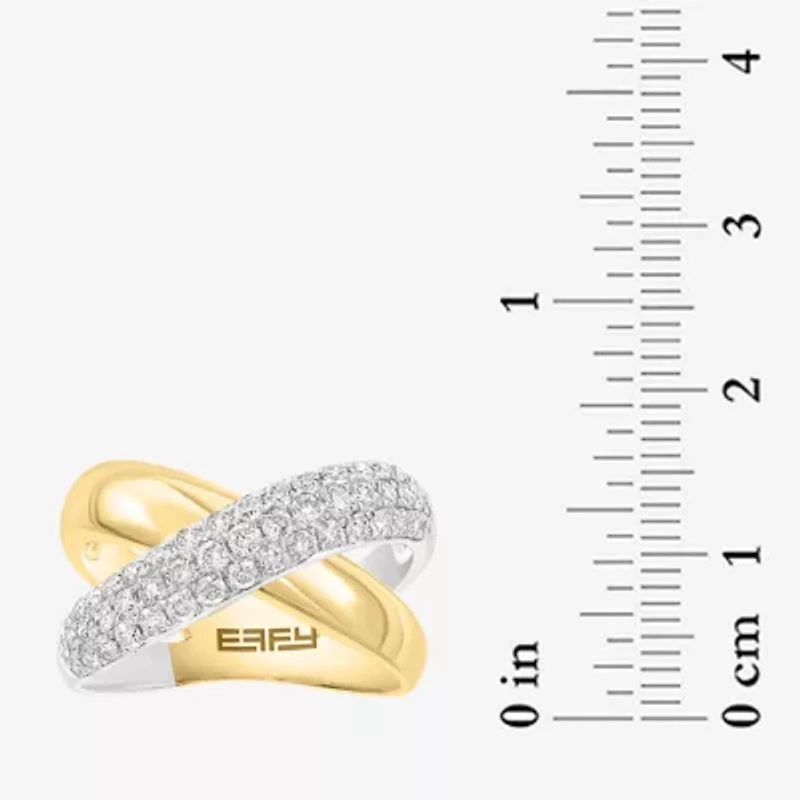 Effy Final Call Womens 4.5MM 7/8 CT. T.W. Natural White Diamond 14K Two Tone Gold Crossover Band