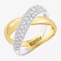 Effy Final Call Womens 4.5MM 7/8 CT. T.W. Natural White Diamond 14K Two Tone Gold Crossover Band