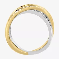 Effy Final Call Womens 2.5MM 1 CT. T.W. Natural White Diamond 14K Two Tone Gold Crossover Band