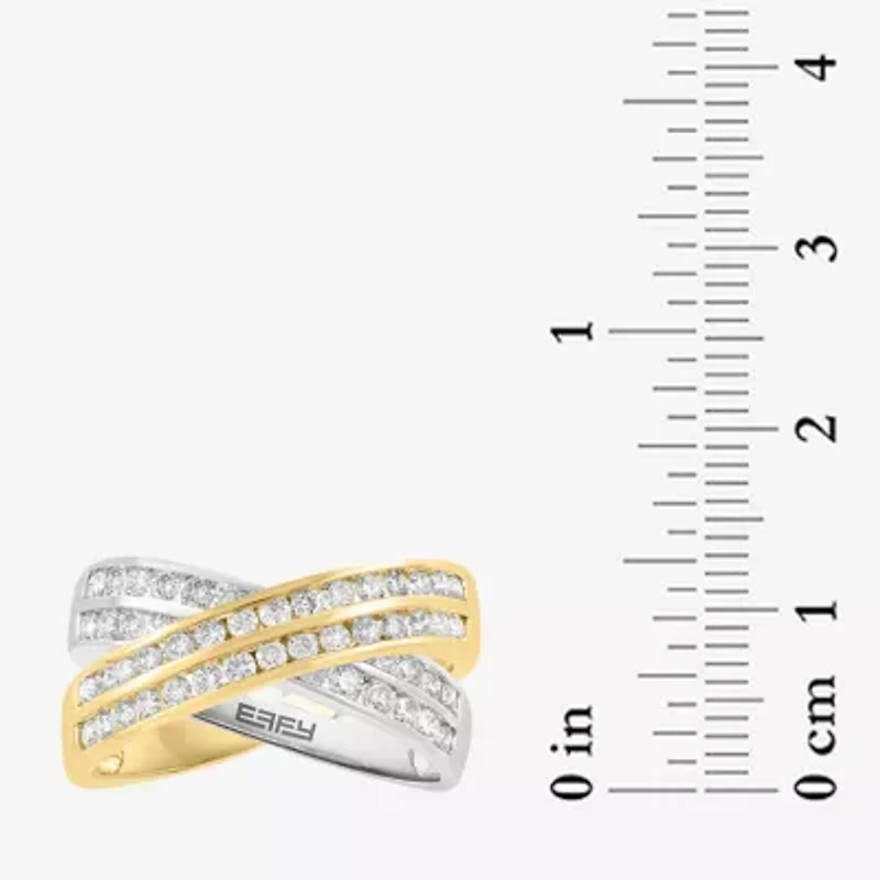 Effy Final Call Womens 2.5MM 1 CT. T.W. Natural White Diamond 14K Two Tone Gold Crossover Band