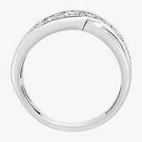 Effy Final Call Womens 2.5MM 1/2 CT. T.W. Natural White Diamond Sterling Silver Crossover Band