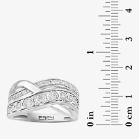 Effy Final Call Womens 2.5MM 1/2 CT. T.W. Natural White Diamond Sterling Silver Crossover Band