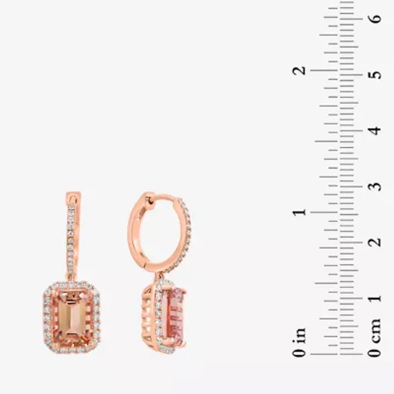 Effy Final Call Womens 5/8 CT. T.W. Genuine Pink Morganite 14K Rose Gold Drop Earrings