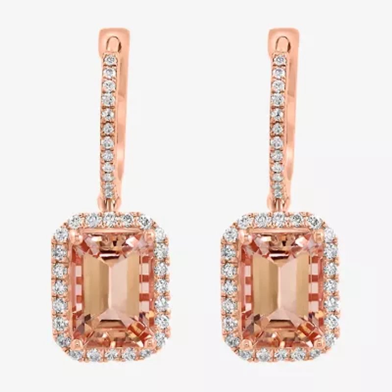 Effy Final Call Womens 5/8 CT. T.W. Genuine Pink Morganite 14K Rose Gold Drop Earrings