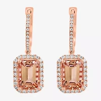 Effy Final Call Womens 5/8 CT. T.W. Genuine Pink Morganite 14K Rose Gold Drop Earrings