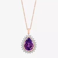 Effy Final Call Womens 1/3 CT. T.W. Genuine Purple Amethyst 14K Rose Gold Pear 16 Inch Pendant Necklace