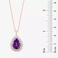 Effy Final Call Womens 1/3 CT. T.W. Genuine Purple Amethyst 14K Rose Gold Pear 16 Inch Pendant Necklace