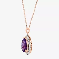 Effy Final Call Limited Quantities! Womens 1/3 CT. T.W. Genuine Purple Amethyst 14K Rose Gold Pear 16 Inch Pendant Necklace
