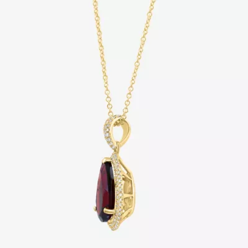 Effy Final Call Womens 1/3 CT. T.W. Genuine Red Garnet 14K Gold Pear 16 Inch Pendant Necklace