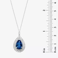 Effy Final Call Womens 3/8 CT. T.W. Genuine Blue Topaz 14K White Gold Pear 16 Inch Pendant Necklace