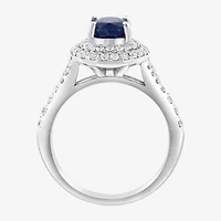 Effy Final Call Womens 3/4 CT. T.W. Genuine Blue Sapphire 14K White Gold Oval Cocktail Ring