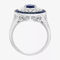 Effy Final Call Womens 1/3 CT. T.W. Genuine Blue Sapphire Sterling Silver Oval Cocktail Ring