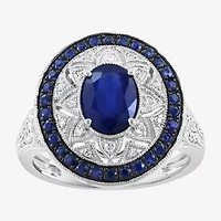 Effy Final Call Womens 1/3 CT. T.W. Genuine Blue Sapphire Sterling Silver Oval Cocktail Ring
