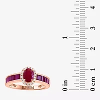 Effy Final Call Womens 1/10 CT. T.W. Genuine Red Ruby 14K Rose Gold Oval Cocktail Ring