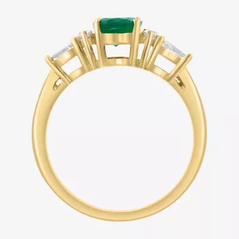 Effy Final Call Womens 1/ CT. T.W. Genuine Green Emerald 14K Gold Oval Cocktail Ring