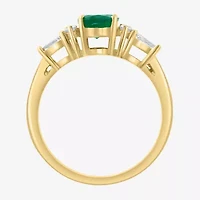 Effy Final Call Womens 1/ CT. T.W. Genuine Green Emerald 14K Gold Oval Cocktail Ring