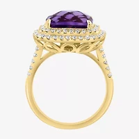 Effy Final Call Womens 3/4 CT. T.W. Genuine Purple Amethyst 14K Gold Cushion Cocktail Ring