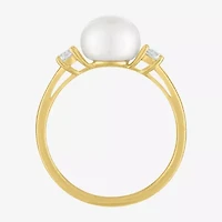 Gemstone 10K Gold 3-Stone Oval Cocktail Ring