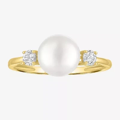 Gemstone 10K Gold 3-Stone Oval Cocktail Ring