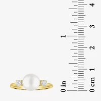 Gemstone 10K Gold 3-Stone Oval Cocktail Ring