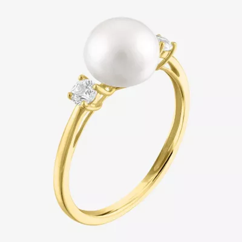 Gemstone 10K Gold 3-Stone Oval Cocktail Ring