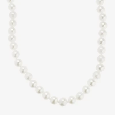 Womens White 10K Gold 18 Inch Strand Necklace