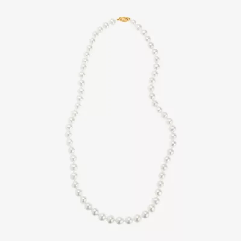 Womens White 10K Gold 18 Inch Strand Necklace