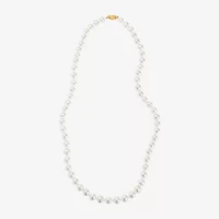 Womens White 10K Gold 18 Inch Strand Necklace