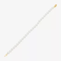 Womens White Cultured Freshwater Pearl 10K Gold Strand Bracelet