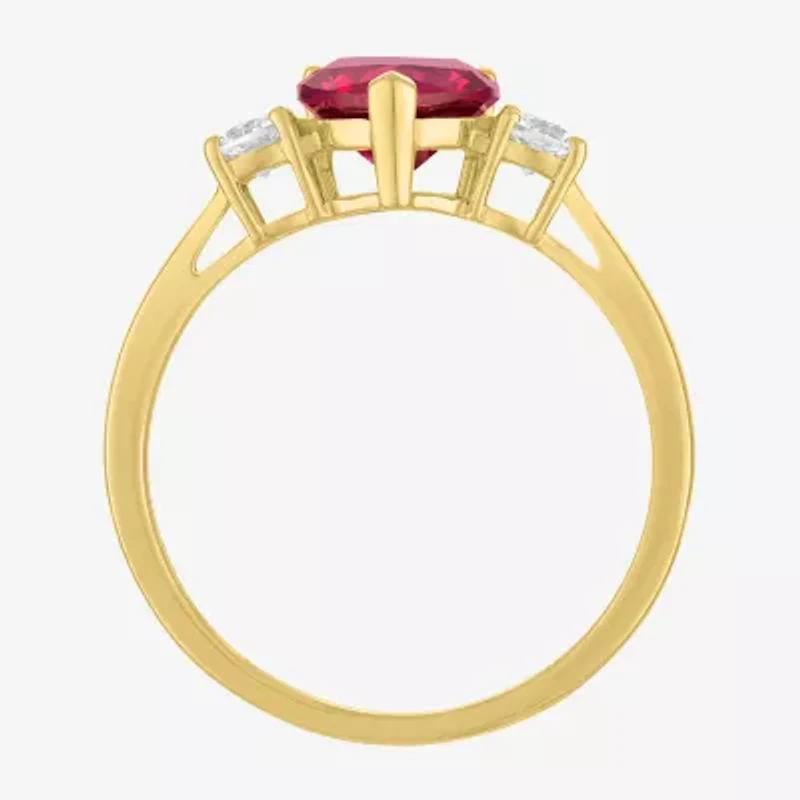 Gemstone 10K Gold Heart Cocktail Ring