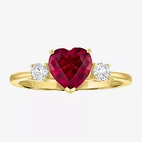 Gemstone 10K Gold Heart Cocktail Ring