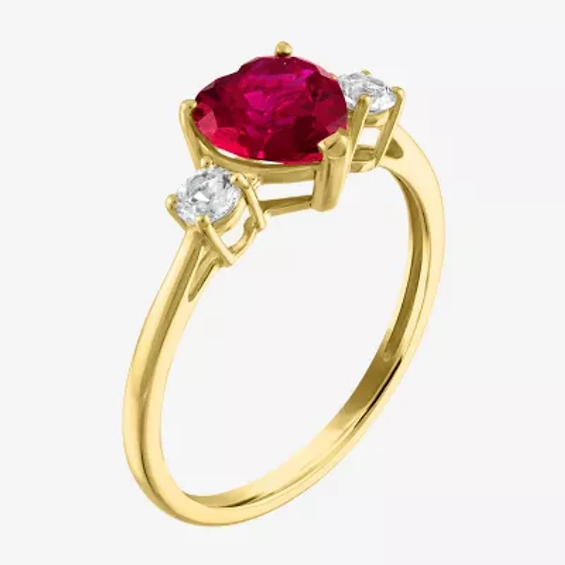 Gemstone 10K Gold Heart Cocktail Ring