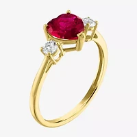 Gemstone 10K Gold Heart Cocktail Ring