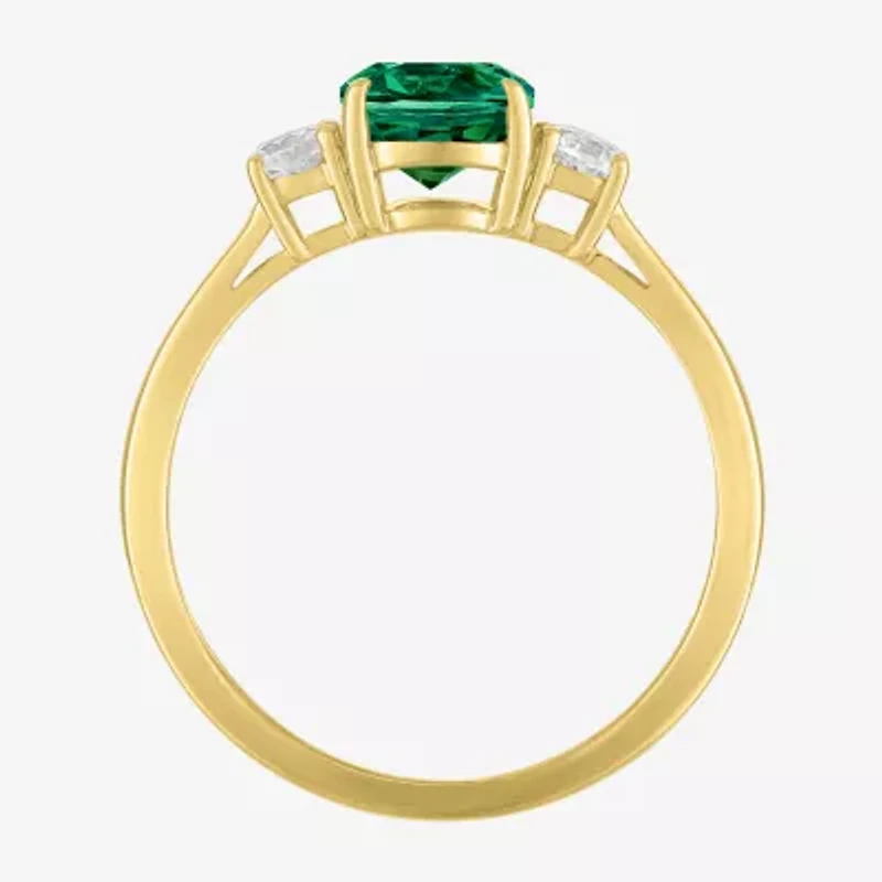 Gemstone 10K Gold 3-Stone Oval Cocktail Ring