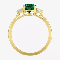 Gemstone 10K Gold 3-Stone Oval Cocktail Ring