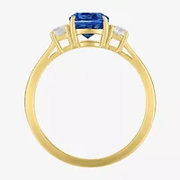 Gemstone 10K Gold 3-Stone Oval Cocktail Ring