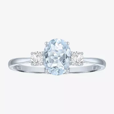 Gemstone 10K Gold 3-Stone Oval Cocktail Ring