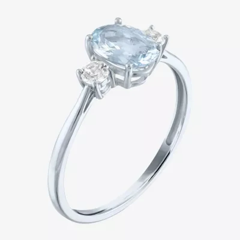 Gemstone 10K Gold 3-Stone Oval Cocktail Ring