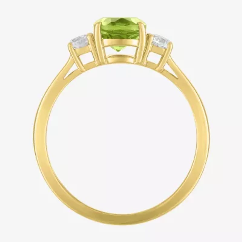 Gemstone 10K Gold 3-Stone Oval Cocktail Ring