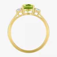 Gemstone 10K Gold 3-Stone Oval Cocktail Ring