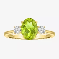 Gemstone 10K Gold 3-Stone Oval Cocktail Ring
