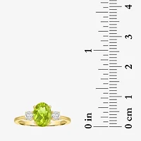 Gemstone 10K Gold 3-Stone Oval Cocktail Ring