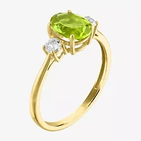 Gemstone 10K Gold 3-Stone Oval Cocktail Ring